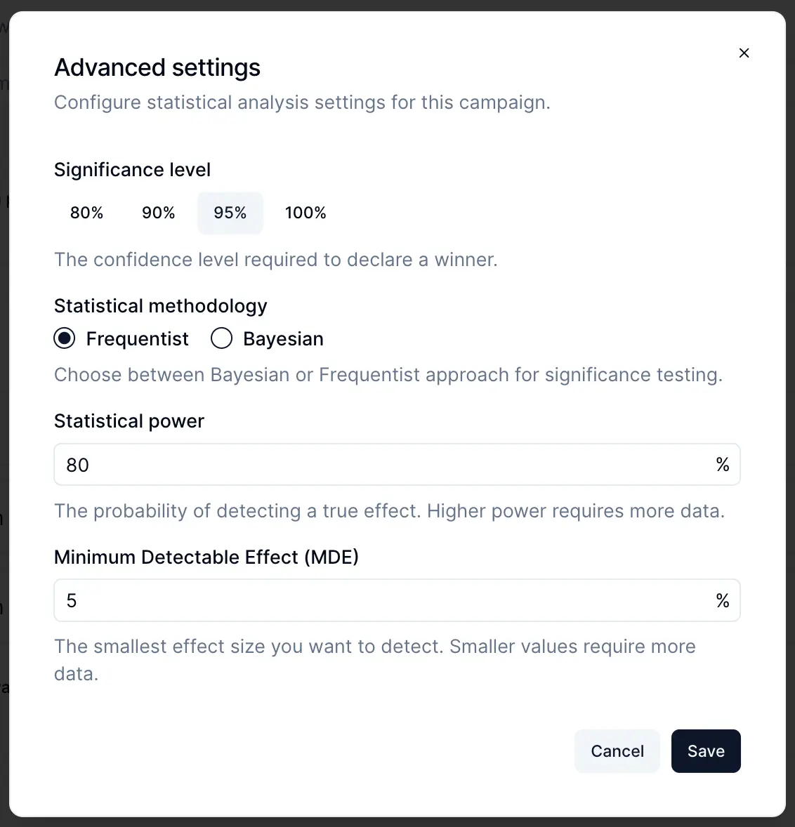 A/B Test Experiment Dashboard & Statistical Configuration