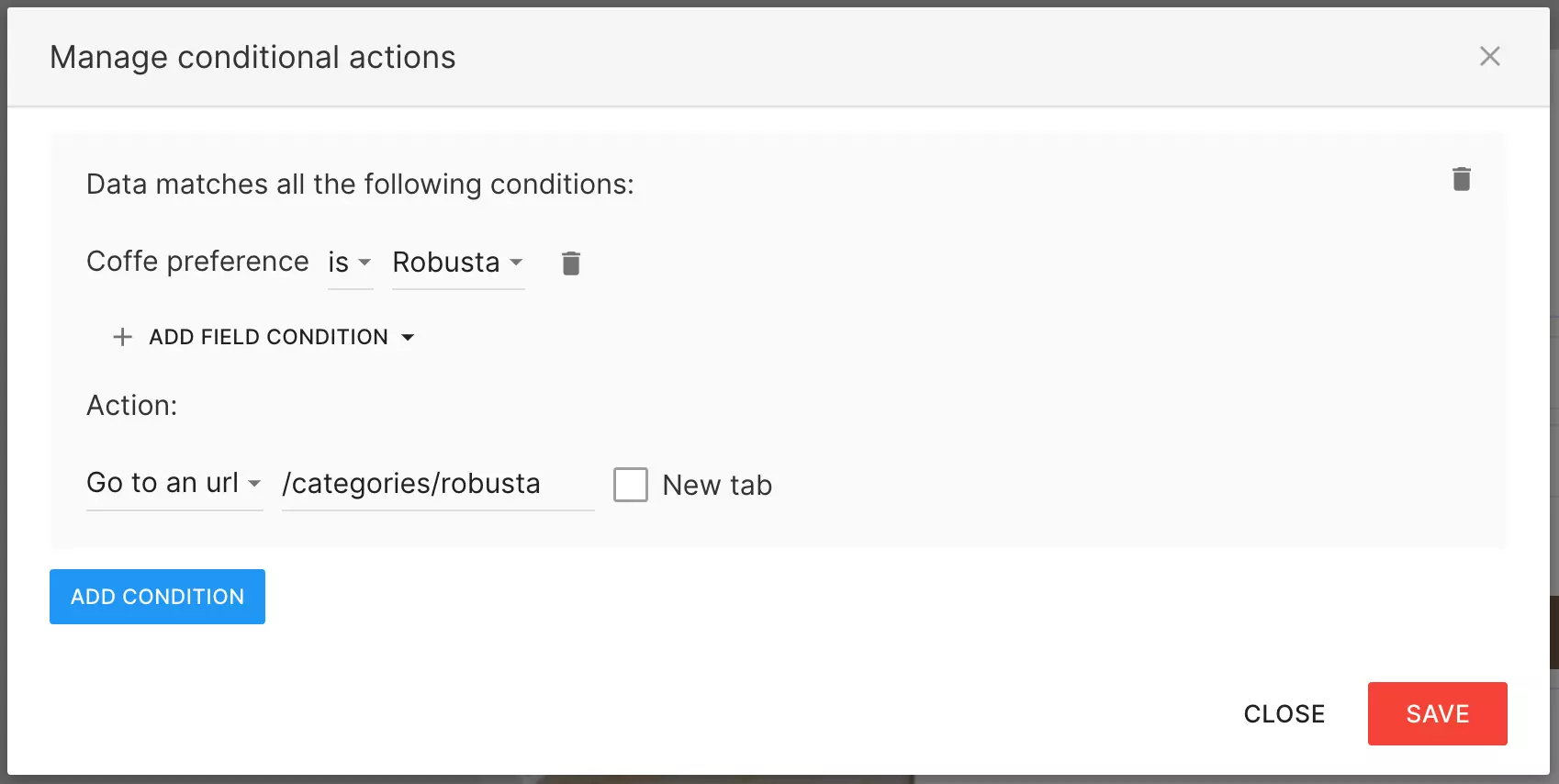 Conditional actions in widgets