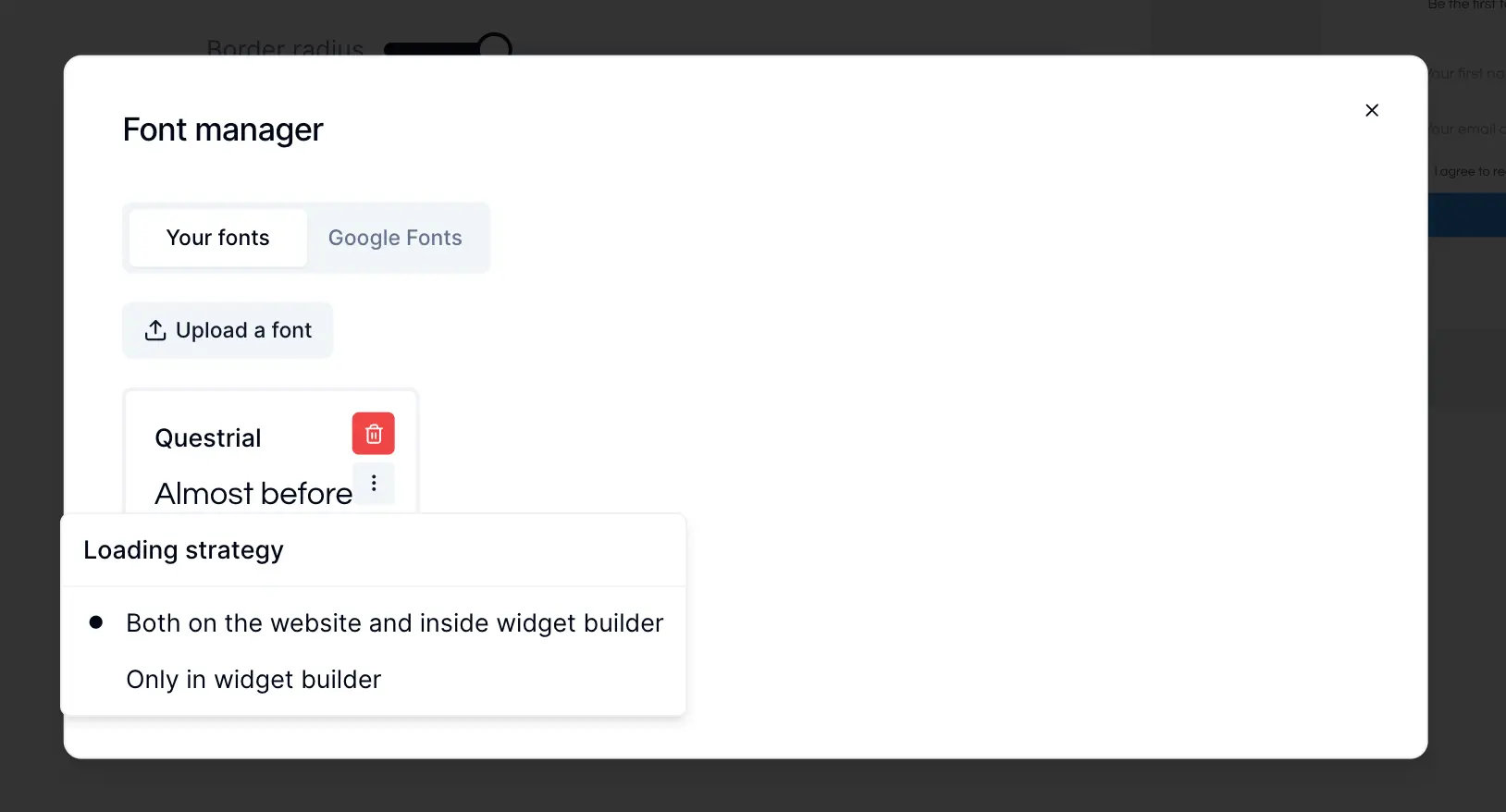 Font loading strategy setting