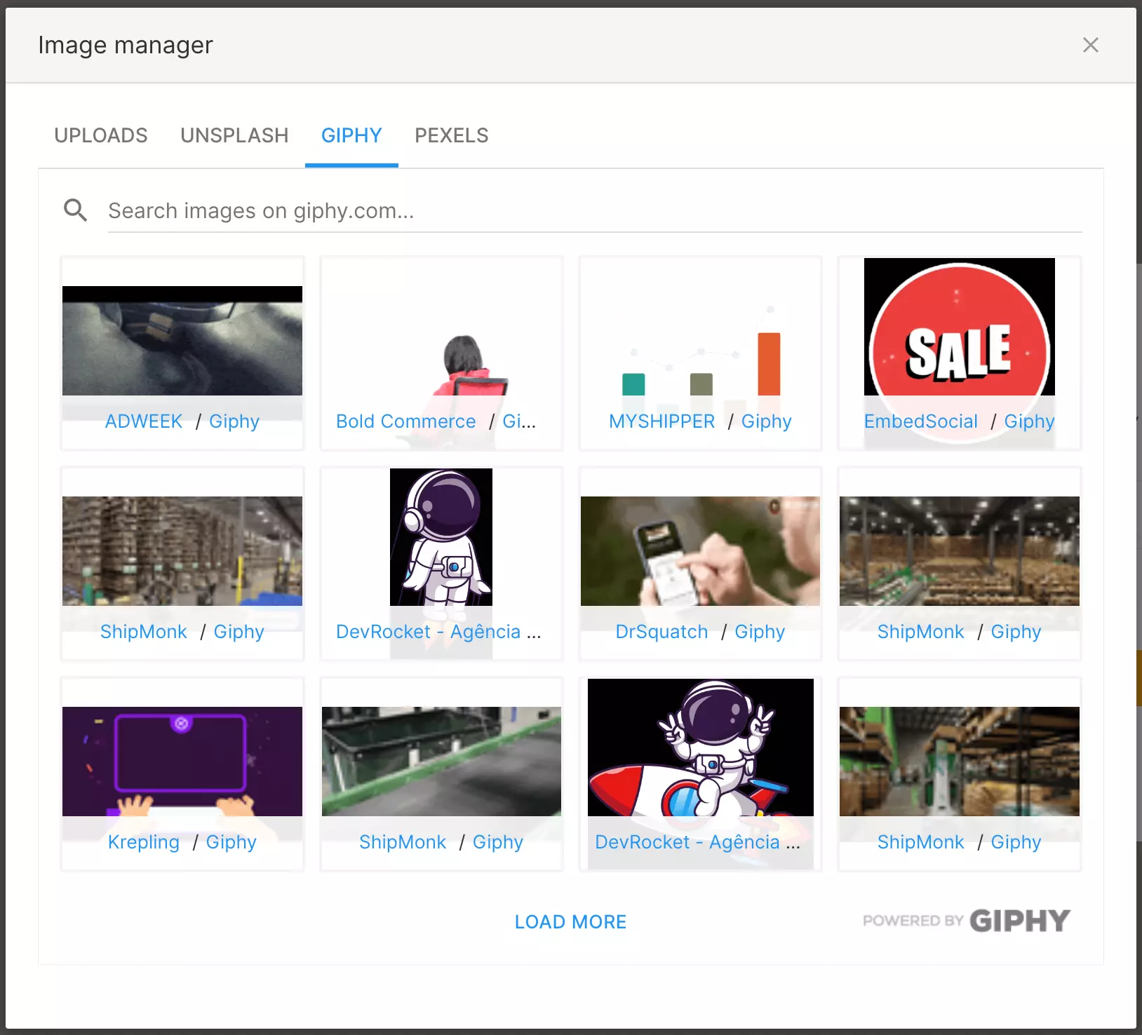 Giphy and Pexels