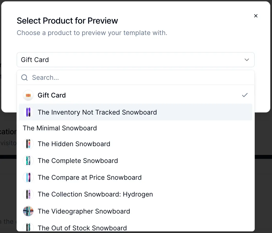 Template Campaign Preview with Content Selection