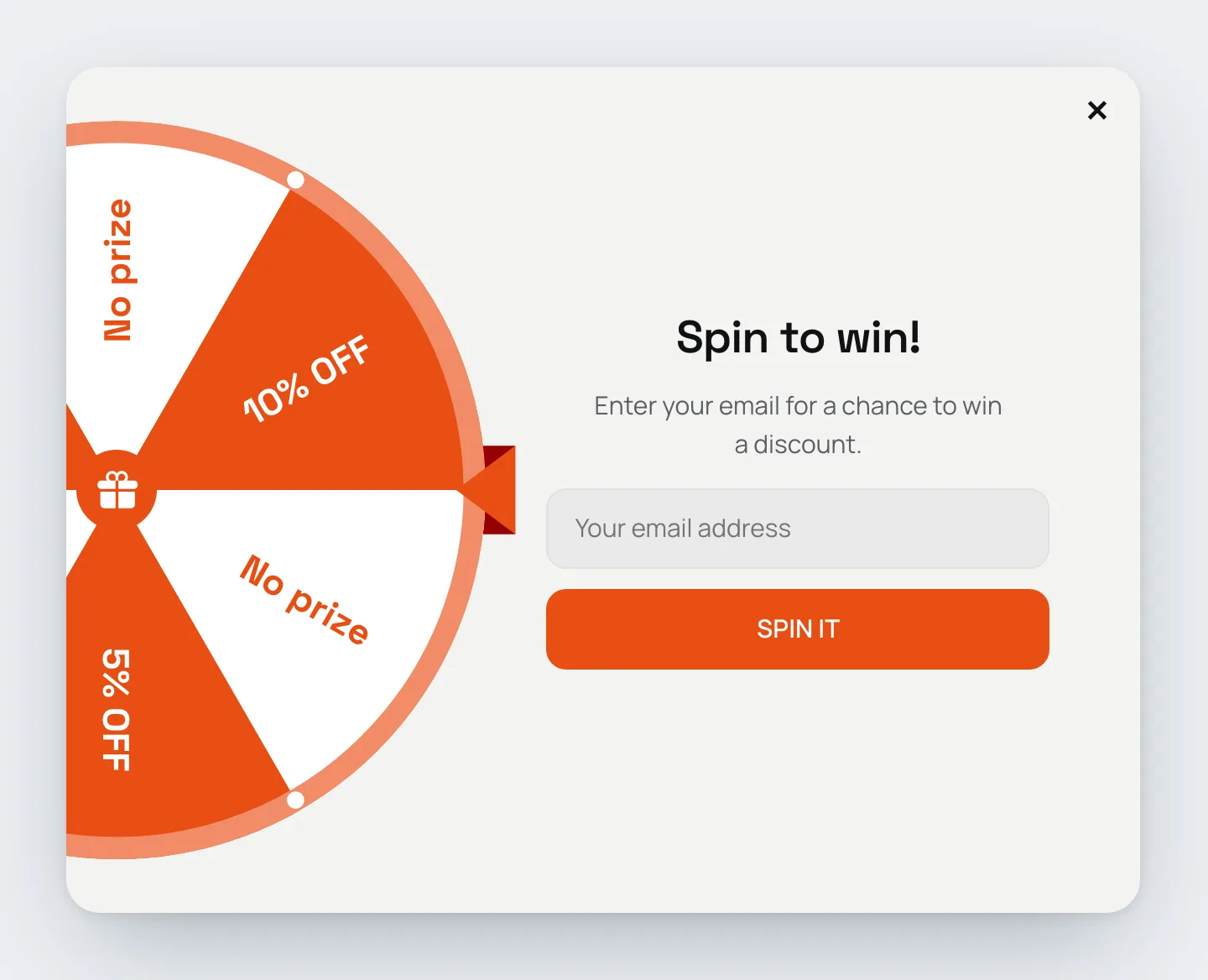 Spin-to-win wheel for widgets
